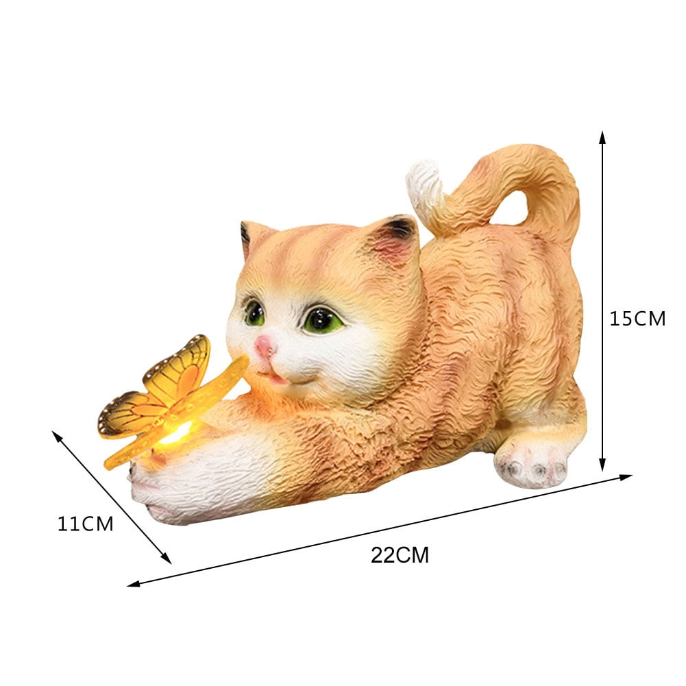 Btidfty Cat Solar Garden Statue Solar Cat Statues with Illuminated Butterfly Housewarming Gift Outdoor Decoration with Cat Holding Butterfly Lawn Art Decoration Lawn Ornament for Yard Patio