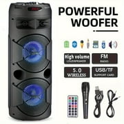 Portable Wireless PA Speaker System - Built In Rechargeable 1800mAh Battery Outdoor Wireless Party Speaker Portable PA System W/ Subwoofer, Wired Micphone, Party Lights, USB/AUX/FM Radio DJ