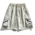 thumbnail image 3 of IYTR Mens Shorts Athletic Summer Workout Elastic Waist Straight-leg Work Pants Sports Drawstring Loose Fit Casual Classic Solid Color Shorts Khaki, M, 3 of 8