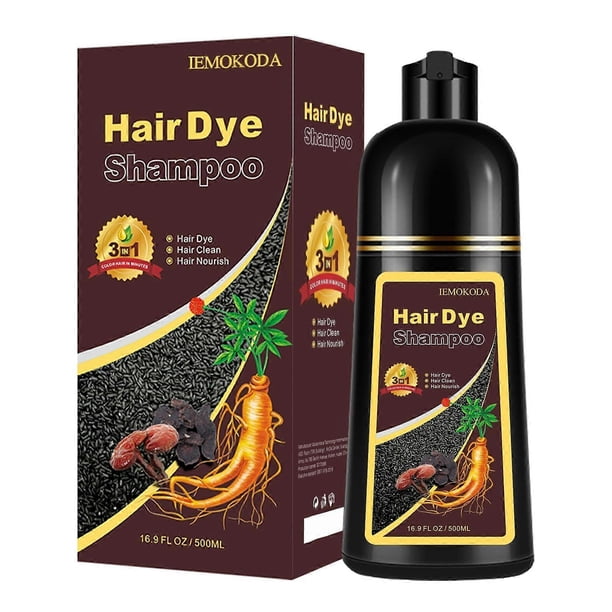 Tinte para el cabello 3 en 1 color café oscuro para cabello gris, color herbal de larga duración, para hombres y mujeres, 500 ml.