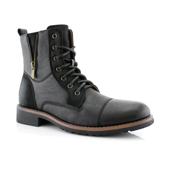 Ferro Aldo Reid MFA808561B Mens Casual Cap Toe Boot Motorcycle Zipper Boots, in Black, Men's Size 6.5