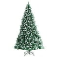 thumbnail image 1 of Costway 7.5ft Snow Flocked Hinged Christmas Tree w/1346 Branch Tips & Pine Cones, 1 of 10