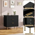 thumbnail image 5 of Fluted 3 Drawer Dresser for Bedroom, Modern Nightstand with Deep Drawers, Chest of Drawers with Wide Top, Wooden Dresser Organizer, Side Table for Living Room, Hallway, Kids Room, Black, 5 of 7