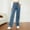 Blue, variant on Wide Leg Jeans for Women High Waisted Trendy Strechy Denim Pants Side Seam Frayed Hem Baggy Work Trouser Jeans
