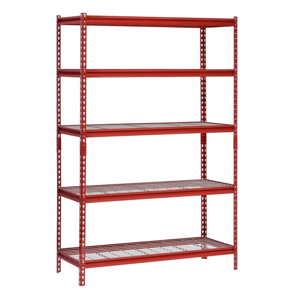 Muscle Rack UR482472WD5-R 5-Shelf Steel Shelving Unit, 48" Width x 72" Height x 24" Length, Red