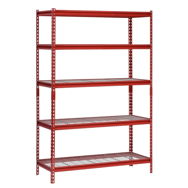 Muscle Rack UR482472WD5-R 5-Shelf Steel Shelving Unit, 48" Width x 72" Height x 24" Length, Red