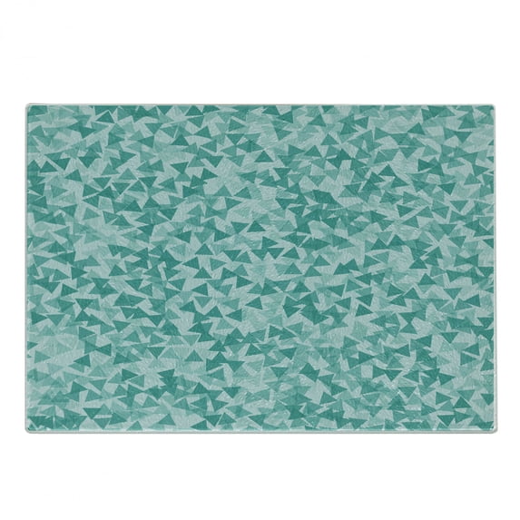 Turquoise Cutting Board, Abstract Triangle Shape in Modern Contemporary Geometrical Design Art, Decorative Tempered Glass Cutting and Serving Board, Small Size, Turquoise Teal, by Ambesonne