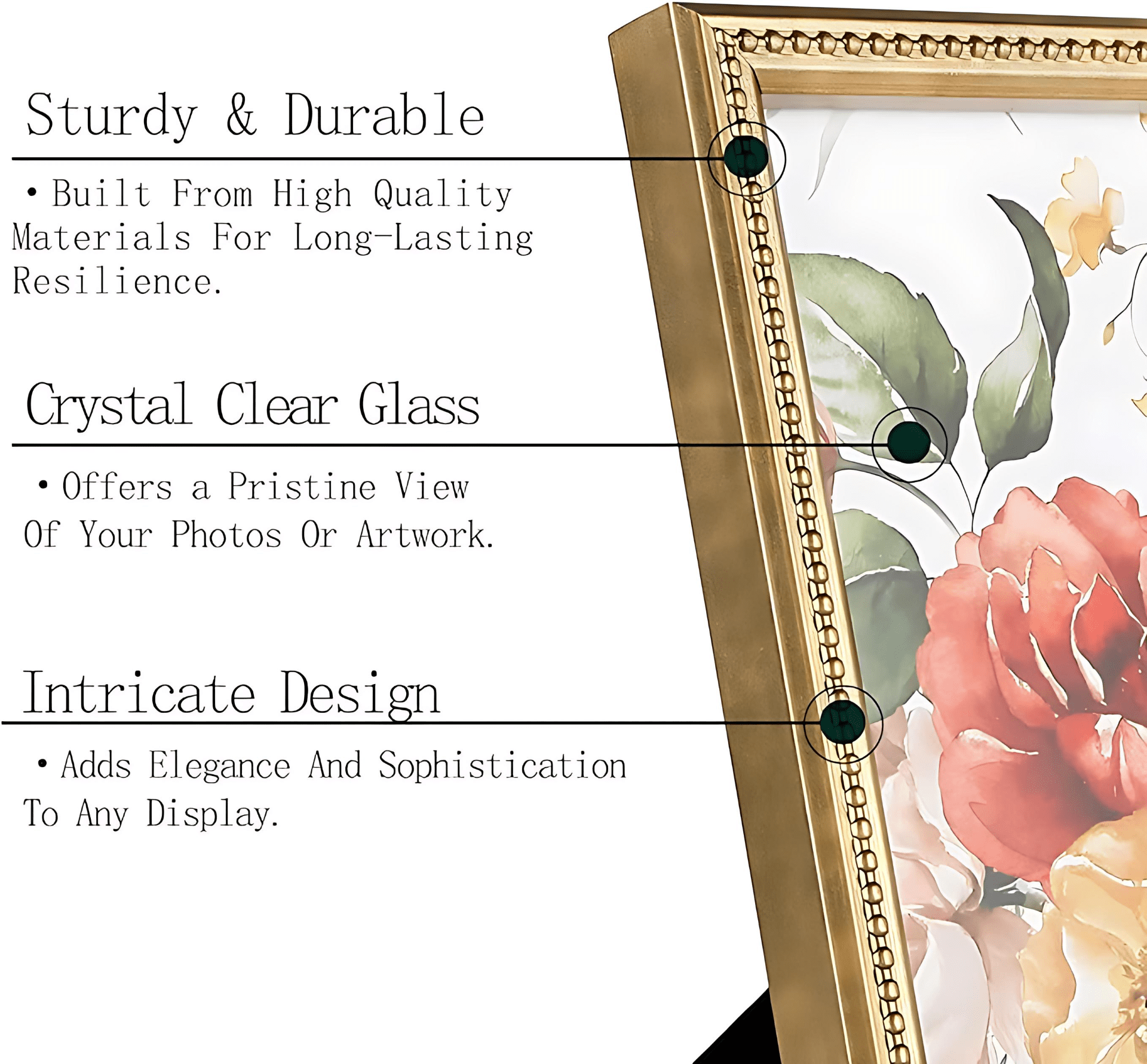 Concepts 8x10 Picture Frames Gold Ornate Resin Photo Frames with HD Glass, Wall/Tabletop - Vertical and Horizontal Display