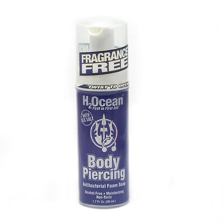 H2ocean Body Piercing Aftercare Antibacterial Foam Soap 1.7 Fl Oz with Sea