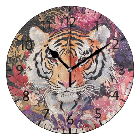 YAZAOO Decorative Wall Clock Size：25cm Fiery Elegance Design Pattern Clock
