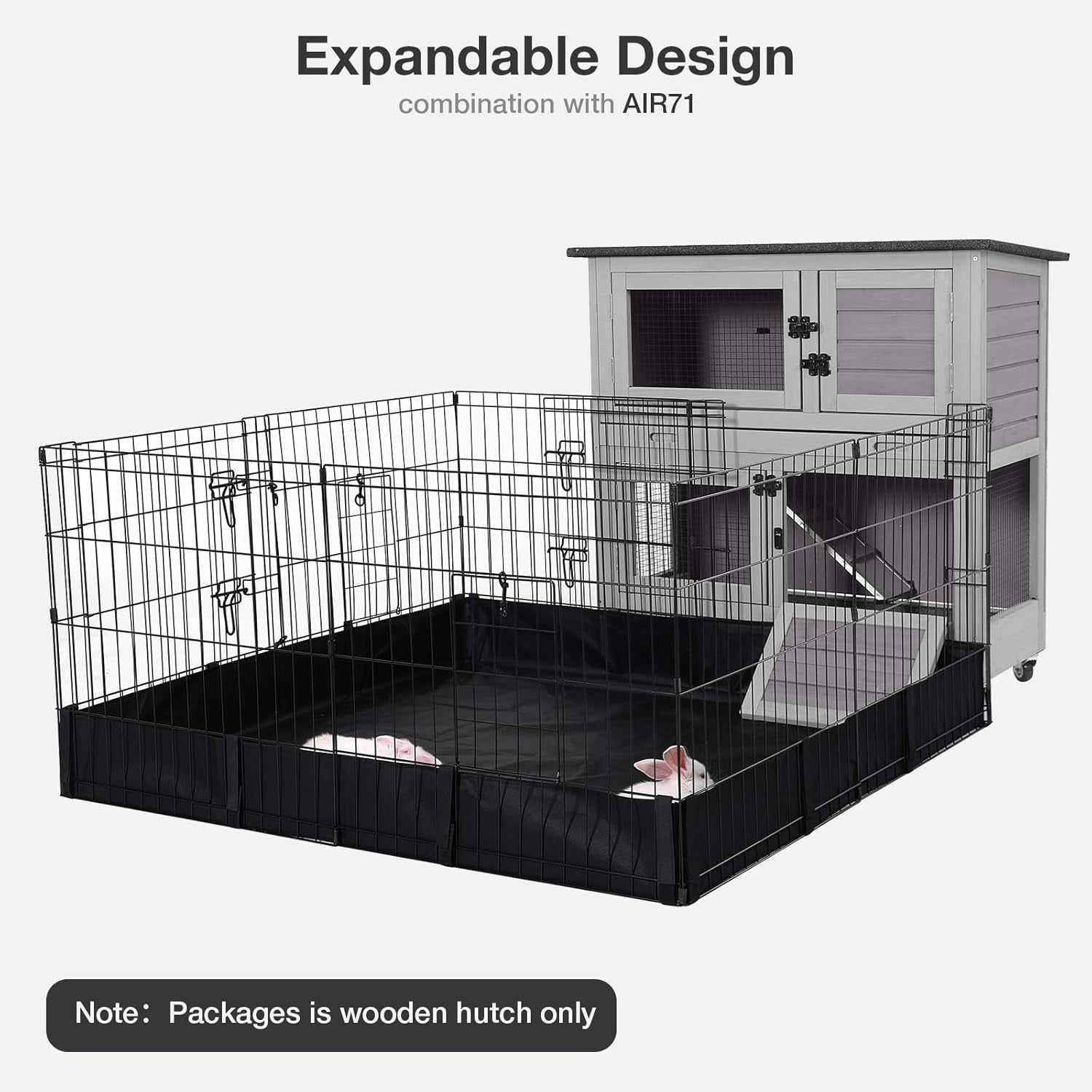 Rabbit Hutch Indoor with Trap Door Rabbit Cage with 4 Casters Bunny cage 2 Story & 2 Trays Guinea Pig Cage 36 inchs