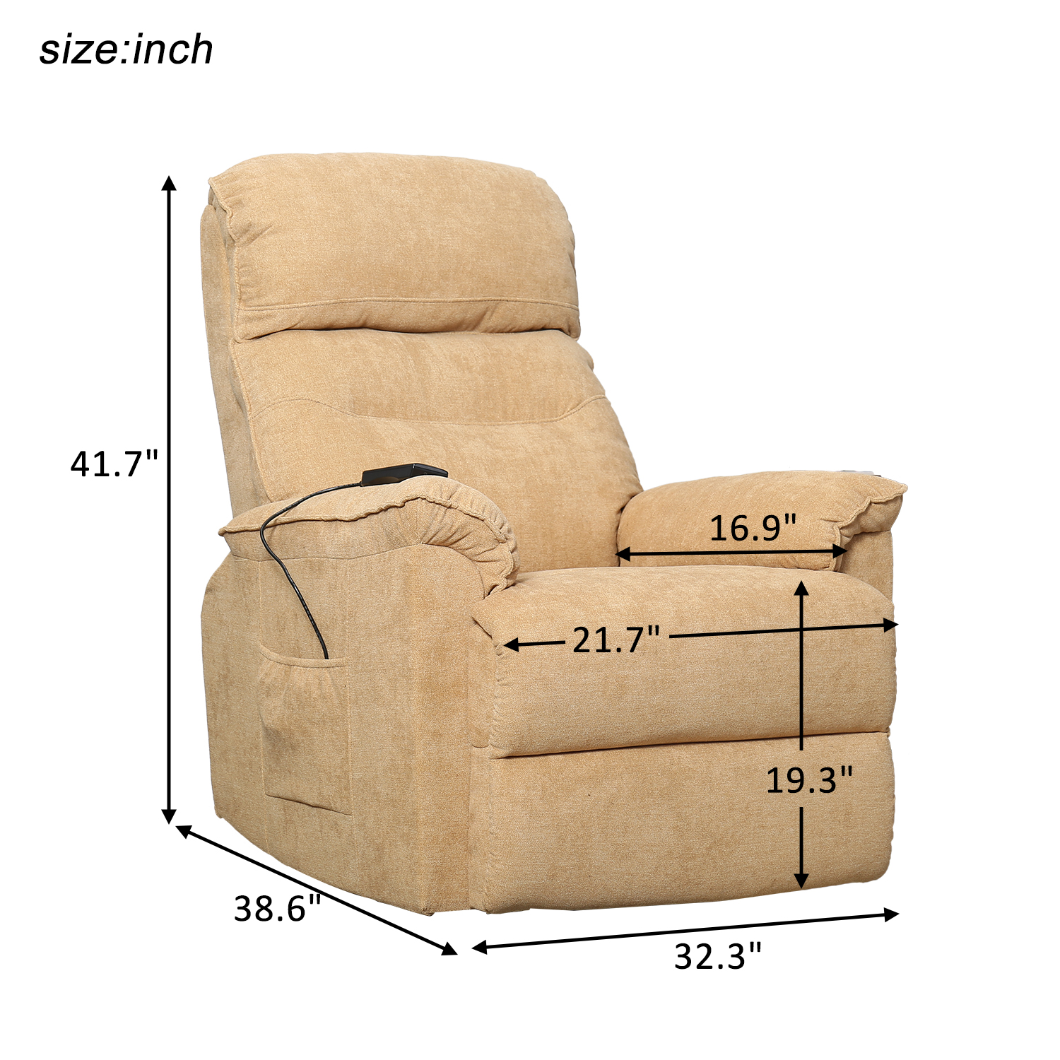 Kepooman Soft Fabric Upholstery Power Lift Chair with Remote for Living Room, Yellow. Kepooman Soft Fabric Upholstery Power Lift Chair with Remote for Living Room, Yellow.