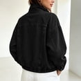 thumbnail image 4 of Uaswgudfs Women's Denim Bomber Jacket Stand Collar Zip Up Pocket Elastic Hem Casual Outerwear, 4 of 9
