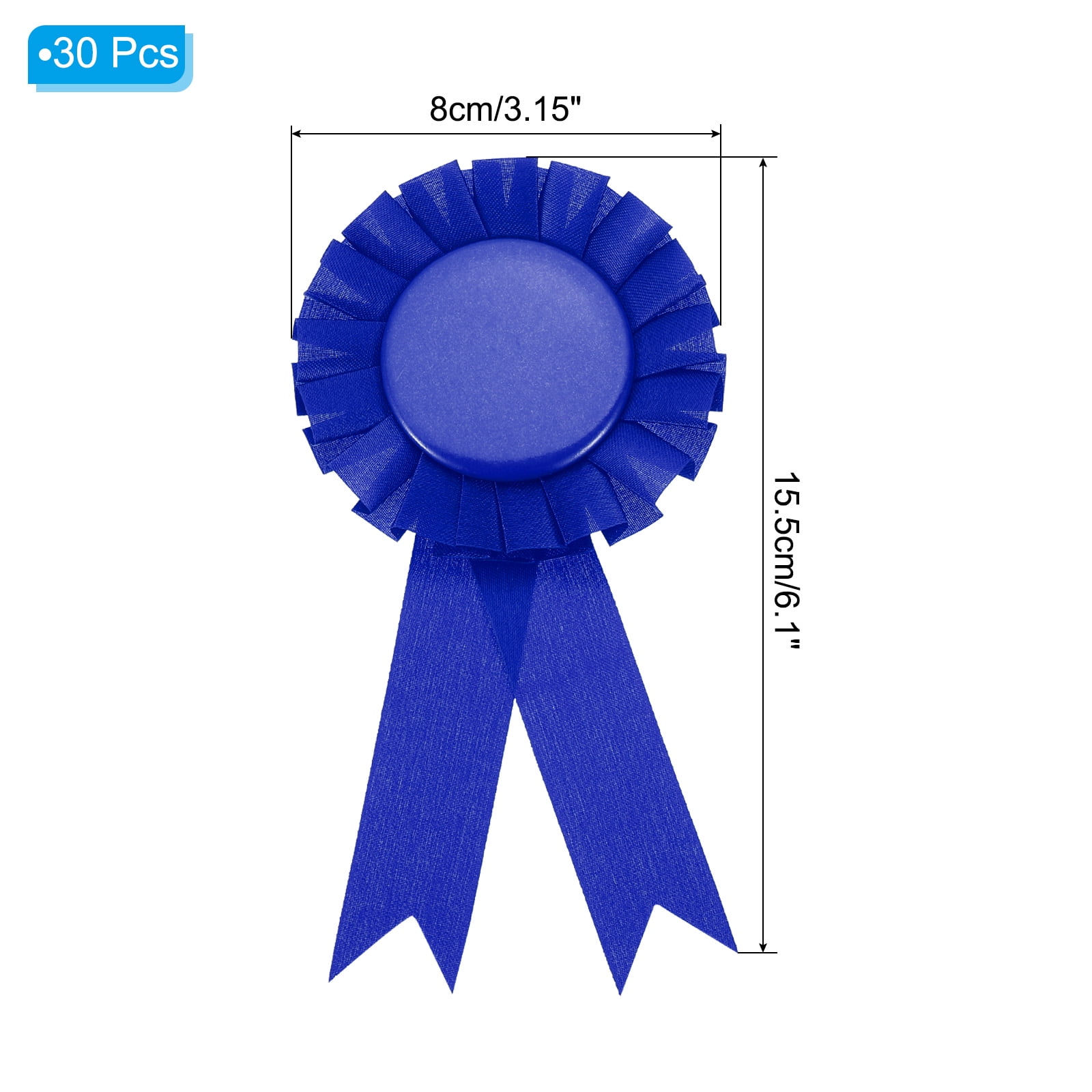 Uxcell 15.5 x 8 cm Polyester Blank Award Ribbon Prize Ribbon Award Medal Winner Ribbon for Parties 30 Pcs Blue