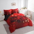 thumbnail image 3 of Feelyou Red Gold Rose Bedding Comforter Set 7pcs for Teen, Romantic Anniversary Flower Queen Bedding Sets, Love Heart Reversible Queen Sheet Sets, Breathable Home Decor, 3 of 8