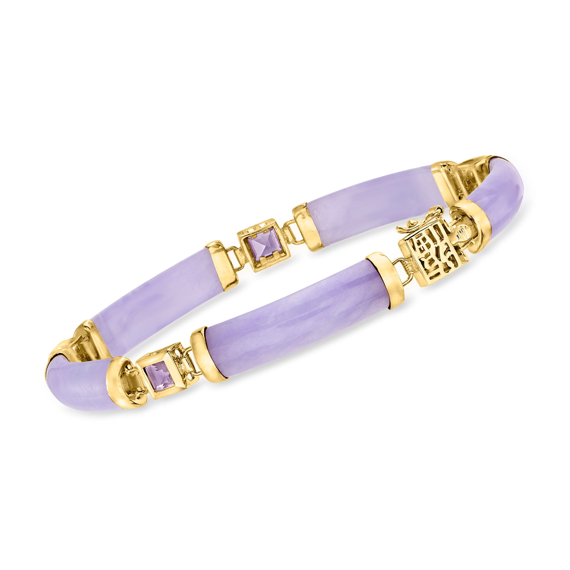 Ross-Simons 1.20 ct. t.w. Amethyst and Lavender Jade "Bless" Bracelet in 14kt Gold Over Sterling, Women's, Adult