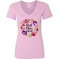 thumbnail image 3 of Inktastic Mother's Day Best Mom Ever with Floral Wreath Women's V-Neck T-Shirt, 3 of 5
