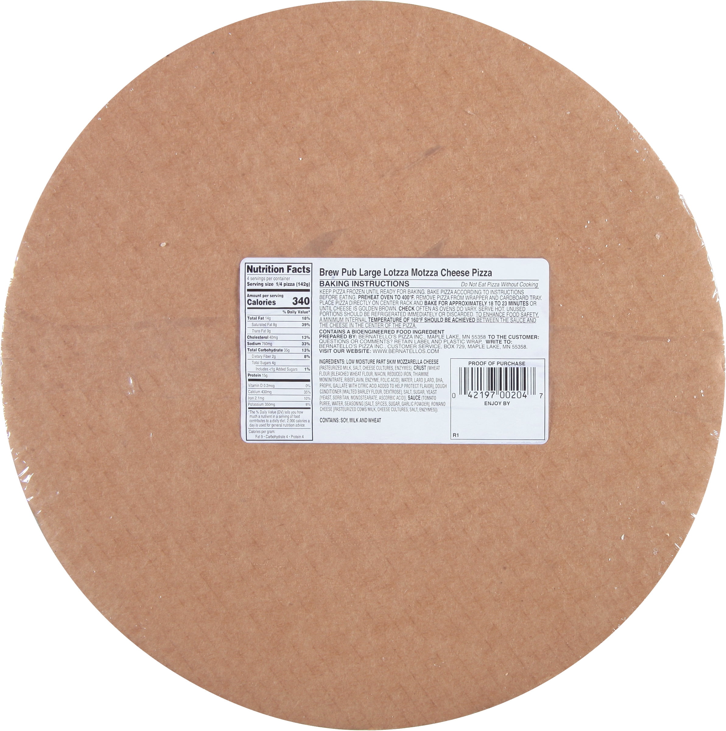 Brew Pub Lotzza Motzza Cheese Frozen Pizza 20.00oz