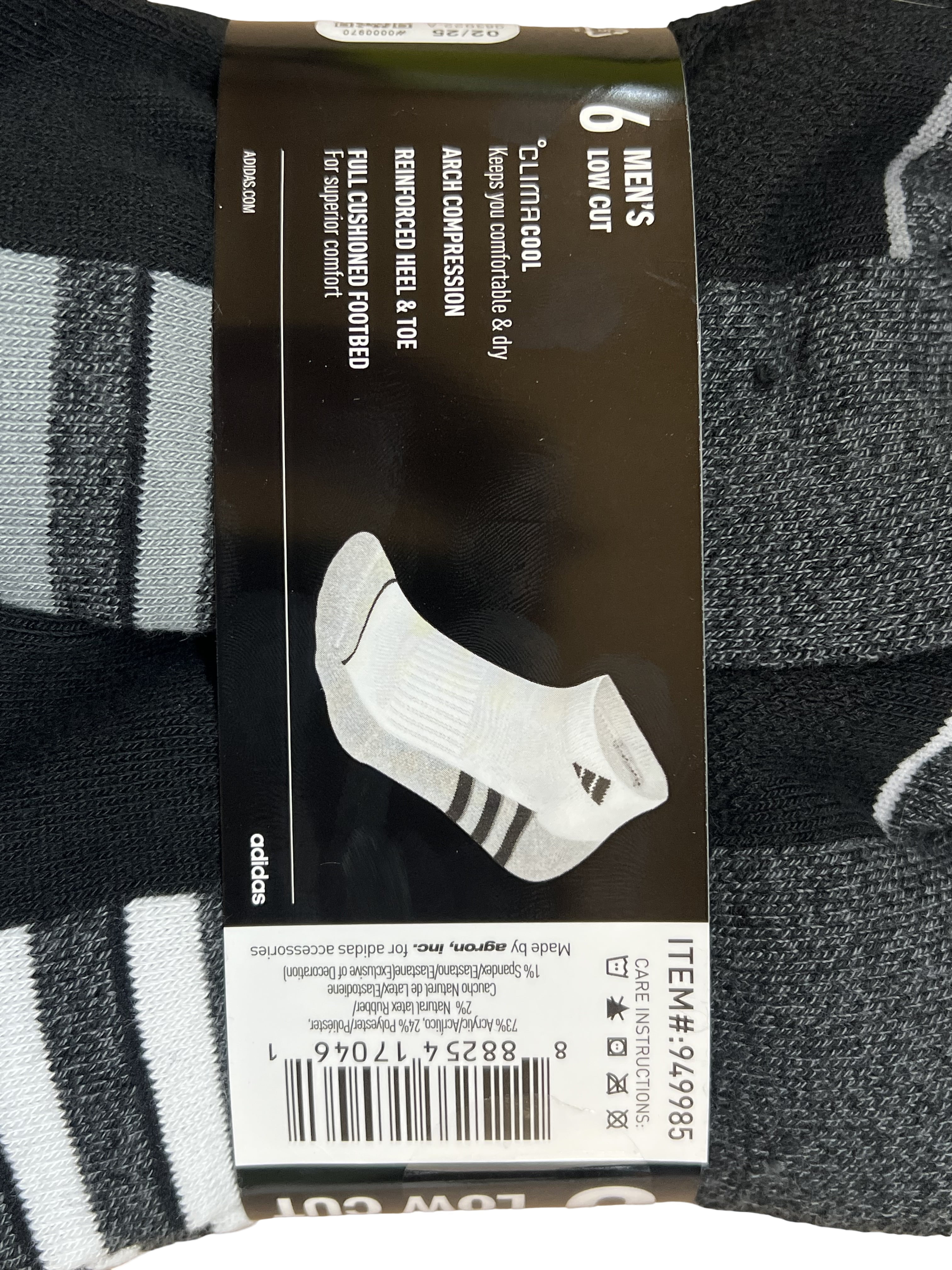 Adidas Men's ClimaCool Low Cut Socks, 6 Pairs (Black) - Size US 6-12
