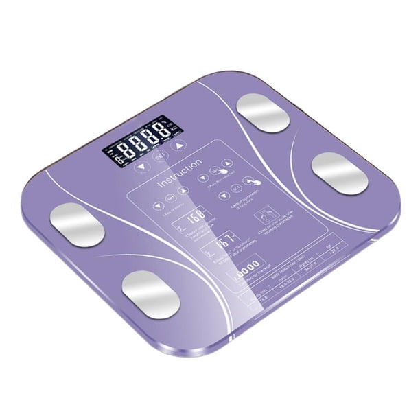 Báscula corporal, báscula de baño digital inalámbrica inteligente para peso corporal, grasa corporal, Púrpura Zulema Báscula digital para grasa corporal