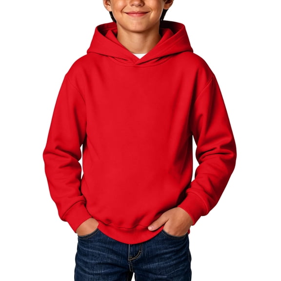 Wovilon Kids' Pure Cotton Pullover Hoodie with Ribbed Cuffs and Hem, Long Sleeve Solid Color Soft Fabric for School and Daily Wear Ages 1-12