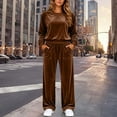 thumbnail image 5 of successthop Velour Sweatsuits 2PCS Sets Womens Long Sleeve Crewneck Tops and Pant Casual Tracksuit with Pockets, 5 of 9
