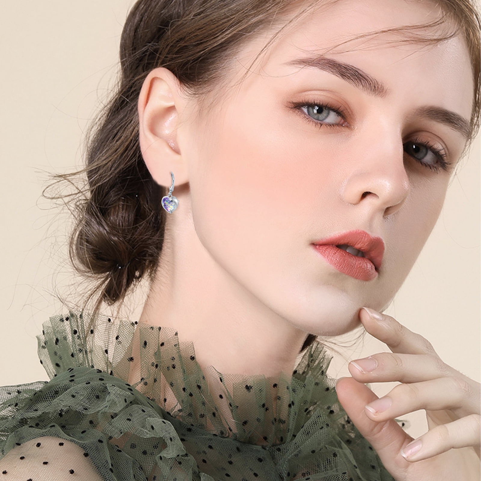 AOVEAO Dolphin Drop Dangle Earrings 925 Sterling Silver Lever Back Heart Fish Scales Earrings Fashion Jewelry Birthday Xmas Gift for Women Daughter Niece Mom Wife