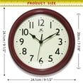 thumbnail image 7 of Infinity Instruments Nostalgic Plastic 9.5" Business/Office Indoor Wall Clock with Silent Movement, Red, 7 of 7