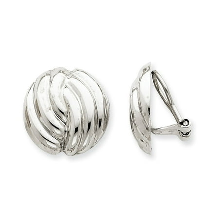14K White Gold Earring Button Women'S 19 mm 18 Omega Clip Non-Pierced Earrings