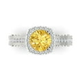 thumbnail image 2 of 2.7ct round cut yellow Zircon 14k white gold halo Bridal Wedding Engagement Promise Anniversary Ring for Women size 5, 2 of 7