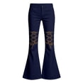 thumbnail image 4 of KEXE Pants Girls Teen Girls Crisscross Knee Flare Bell Bottom Jeans Stretch Spring Teen Street Denim Trousers（Navy，6-7 Years）, 4 of 4