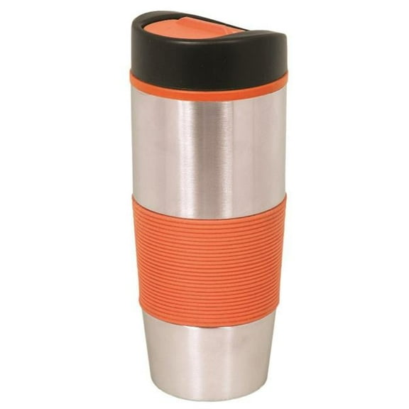 Debco DA4816 500 ml 17 oz Stainless Steel Travel Tumbler - Orange / Silver