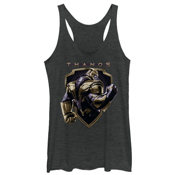 Women's Marvel Avengers: Endgame Thanos Classic Shield  Racerback Tank Top Black Heather Medium