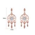 thumbnail image 4 of Natural Diamond Accent Dreamcatcher Drop Dangle Earrings For Women In 14k Rose Gold Over Sterling Silver (0.05 Cttw,I2-I3 Clarity,I-J Color), 4 of 5