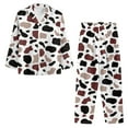 thumbnail image 4 of SCRAWLGOD Cow Print Women's Pjs Long Sleeve Button Pajamas for Women 2 Piece Lounge V-Neck Womens Pajama Set Fall Lightweight Woman Sleepwear Size XS, 4 of 7