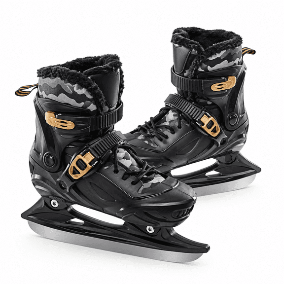 Unisex Adjustable Ice Hockey Skates with Camouflage Pattern, Size 10C-10