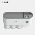 thumbnail image 3 of Soporte para cepillo de dientes Dispensador automático de pasta de dientes montado en la pared Juego exprimidor Tazas Organizador de cosméticos Cajón, gris kenally LF0143-01B, 3 of 6