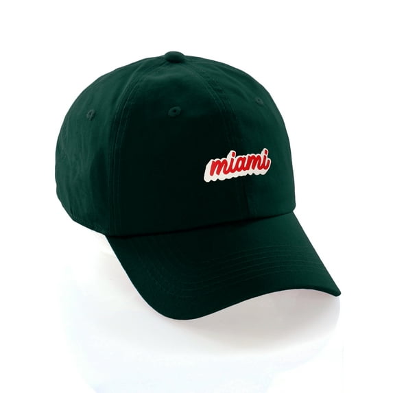 Classic Unstructured USA Cities Baseball Dad Hat 3D Raised PVC Letters Cap, Miami Hunter, White Red