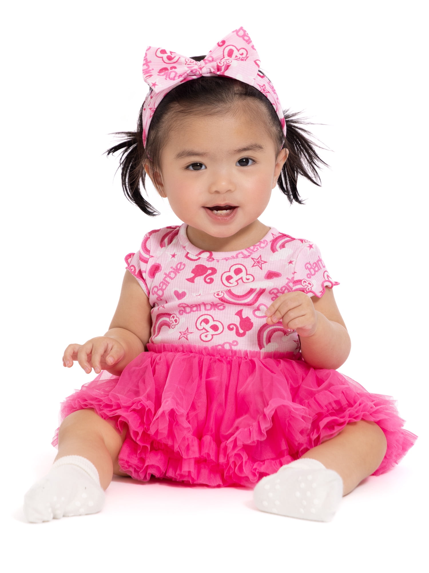 Barbie Baby Girls Tutu Dress Bodysuit with Matching Headband, 2-Piece, Sizes 0/3M-24M