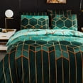thumbnail image 3 of Ropa de cama verde con diseño degradado, funda nórdica con estampado de mármol, tela de microfibra para un fácil cuidado, 3 of 5