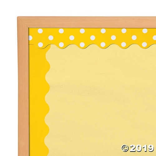 DoubleSided Solid & Polka Dot Bulletin Board Borders Yellow