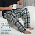 thumbnail image 2 of Active Club Fleece Pajama Pants - Plaid PJ Lounge Pants With Pockets - Men's Sleepwear (Black/Grey, Small), 2 of 5