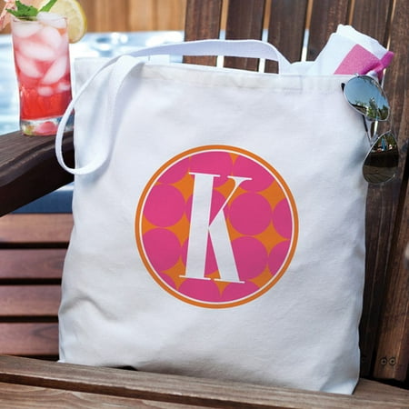 Personalized Pink Polka Dots Tote Bag