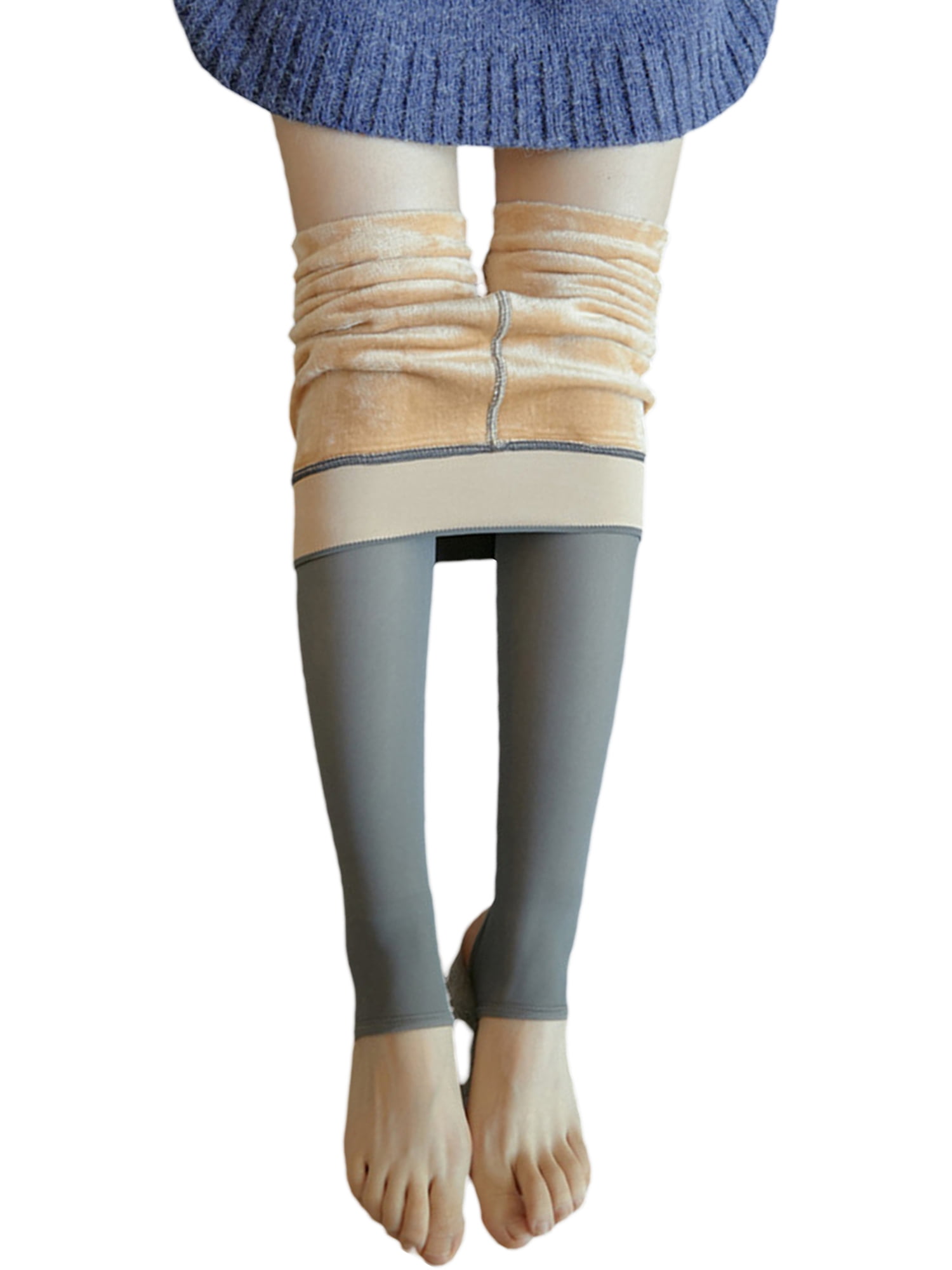 R G Fleece Warm Lined Tights Women Full Long Fleece Socks Tights High  Waisted Winter Warm Tight Free Size