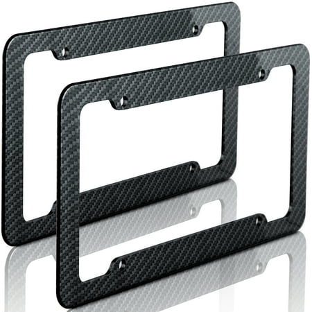 OxGord Carbon Fiber License Plate Frame for Front or Back Vehicle Tag Cover fits Cars Trucks SUVS Vans - 2pc