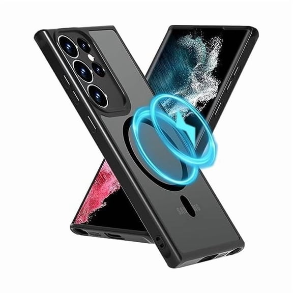 Saluqifa Magnetic Case for Samsung Galaxy S23 Ultra - [Compatible with MagSafe] [Military Grade Drop Tested] Slim Wireless Charger Case for Men Women Black