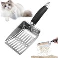 thumbnail image 2 of Pala de Acero Inoxidable para Arena de Gato con Colador de Malla, Mango Ergonómico, Diseño de Pala Profunda, Agarre de Goma, para una Eliminación Eficiente de Residuos, Fácil Limpieza, 2 of 8
