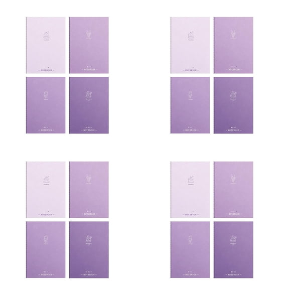 Cute Softcover Lined Journal Notebook, 80 Pages 40 Sheets Writing Notepad For Daily Use, Set (Purple, 4pcs)
