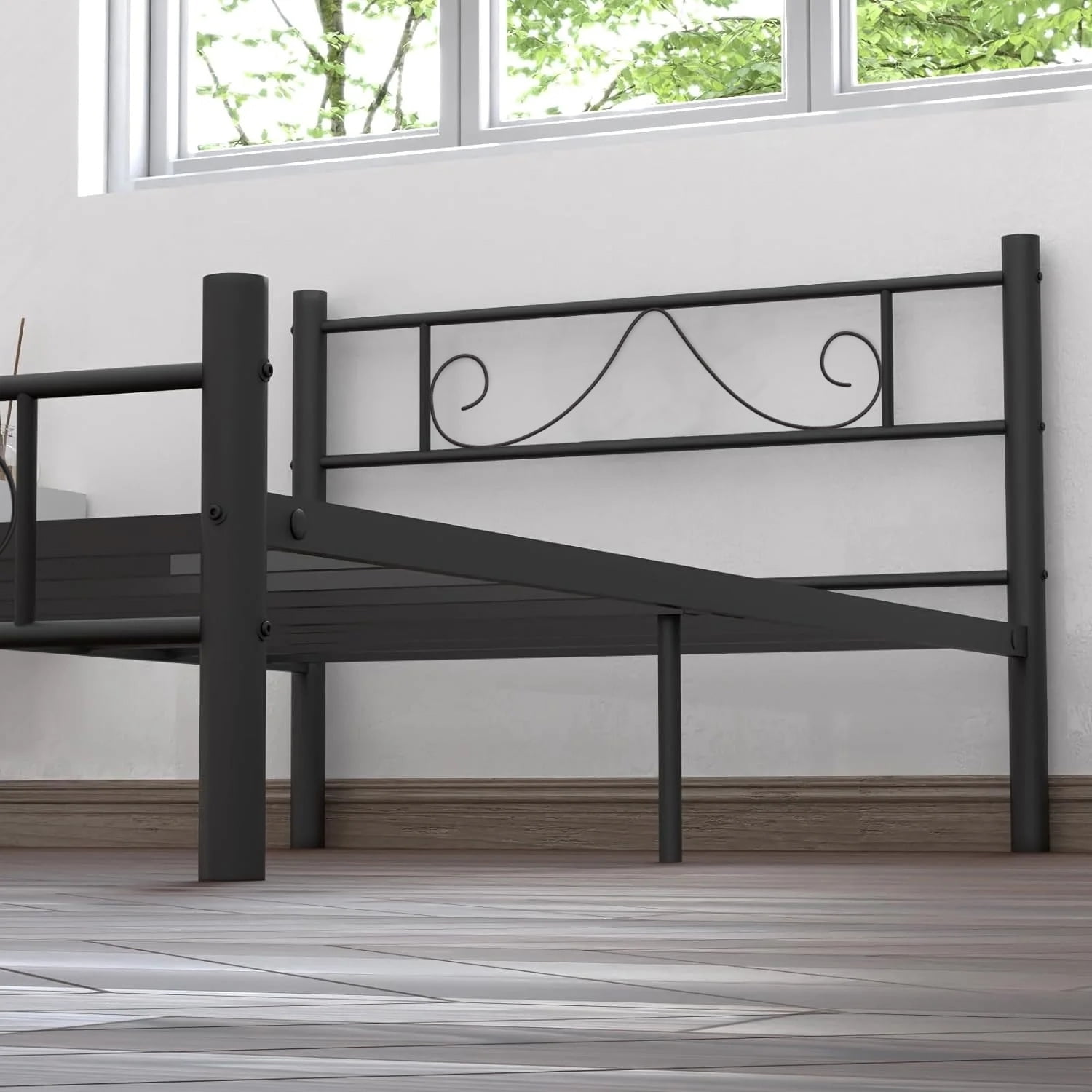 Twin Size Bed Frame, 11.2" Height Classic Metal Bed Frame with Under Bed Storage/No Box Spring Needed,Black