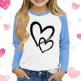thumbnail image 2 of THDHVS Girls Long Sleeve Shirts,Kids Heart Print Long Sleeve Crewneck Tee Soft Cotton Stretchy for Fashion Casual Layering Light Blue 14-15 Years, 2 of 6